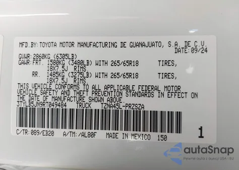 2024 Toyota Tacoma Limited 4Wd z USA, uszkodzony, nr VIN 3TYLB5JN9RT049484